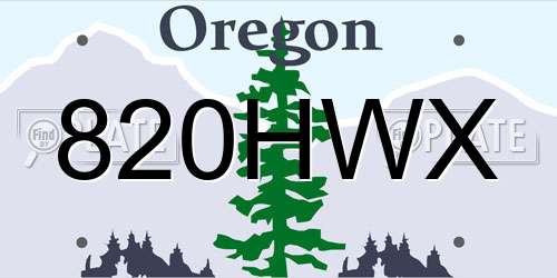 820HWX Oregon License Plate
