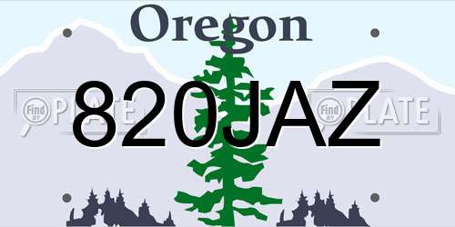820JAZ Oregon License Plate