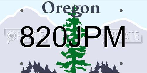 820JPM Oregon License Plate