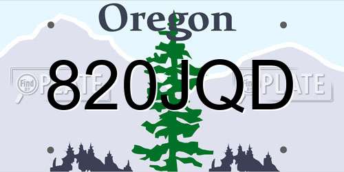820JQD Oregon License Plate