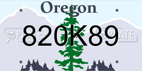820K89 Oregon License Plate