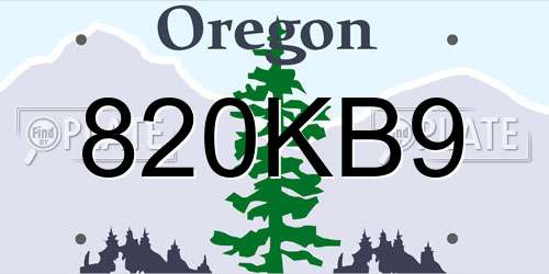 820KB9 Oregon License Plate