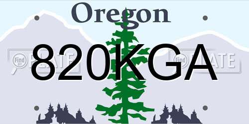 820KGA Oregon License Plate