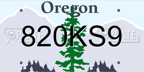 820KS9 Oregon License Plate