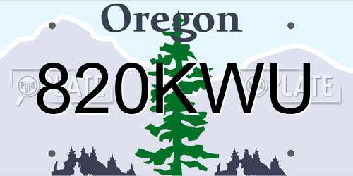 820KWU Oregon License Plate