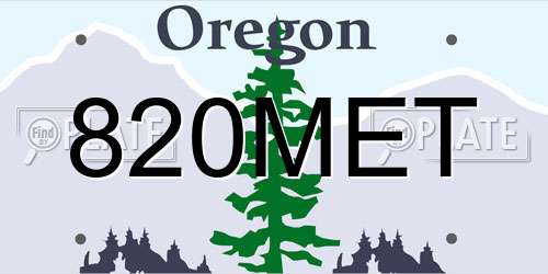 820MET Oregon License Plate