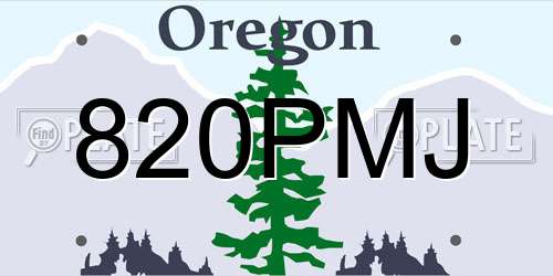 820PMJ Oregon License Plate