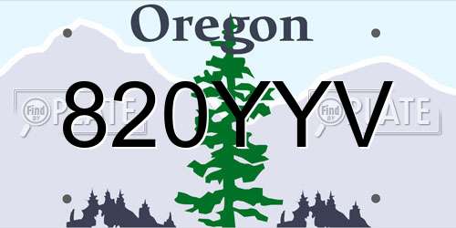 820YYV Oregon License Plate