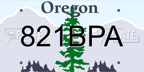 821BPA Oregon License Plate