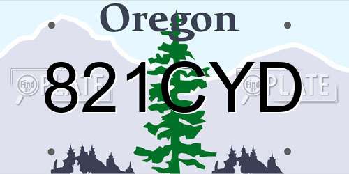 821CYD Oregon License Plate