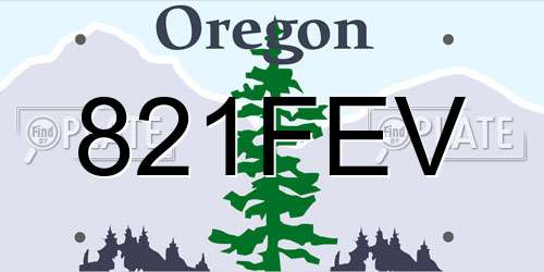 821FEV Oregon License Plate