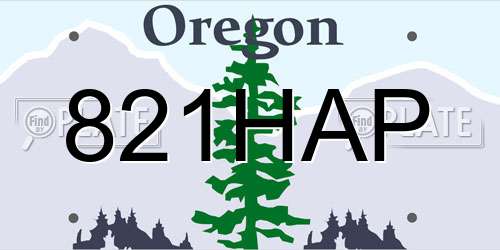 821HAP Oregon License Plate