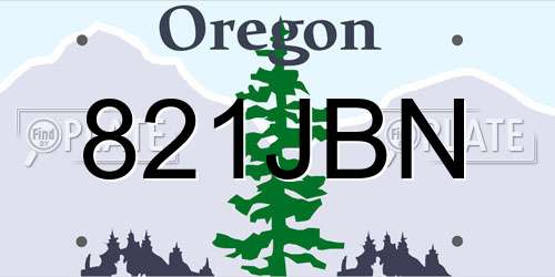 821JBN Oregon License Plate