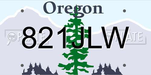 821JLW Oregon License Plate