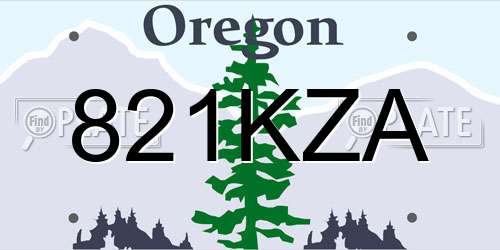 821KZA Oregon License Plate