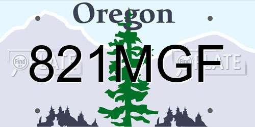 821MGF Oregon License Plate