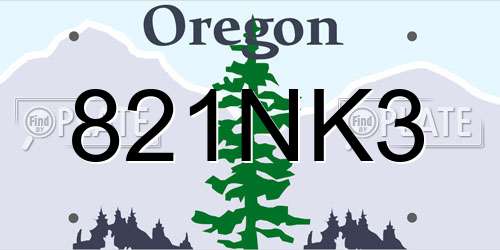 821NK3 Oregon License Plate