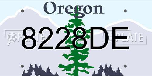 8228DE Oregon License Plate
