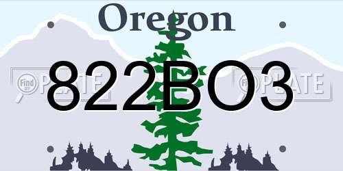 822BO3 Oregon License Plate
