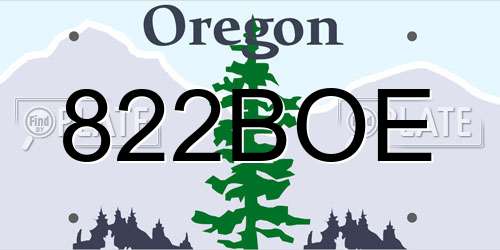 822BOE Oregon License Plate
