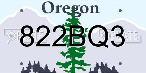822BQ3 Oregon License Plate