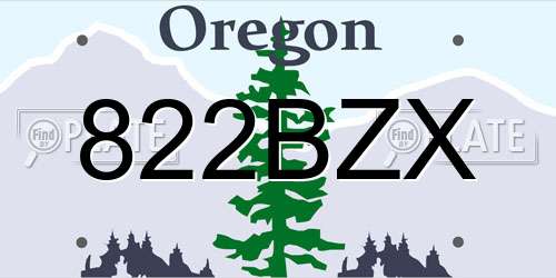 822BZX Oregon License Plate
