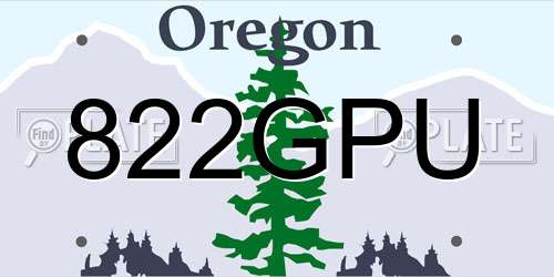 822GPU Oregon License Plate
