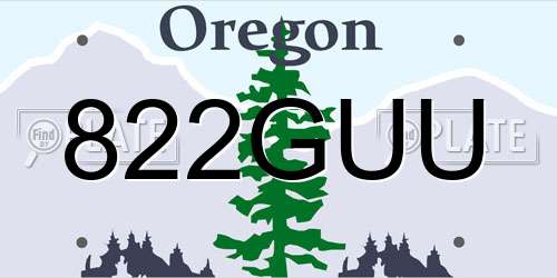 822GUU Oregon License Plate