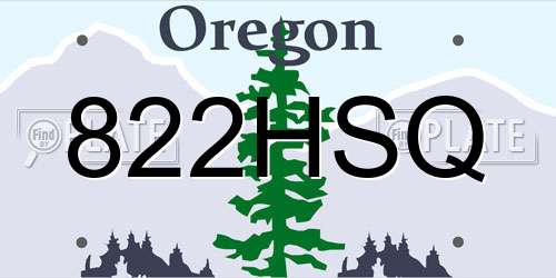 822HSQ Oregon License Plate