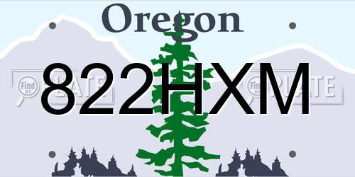 822HXM Oregon License Plate