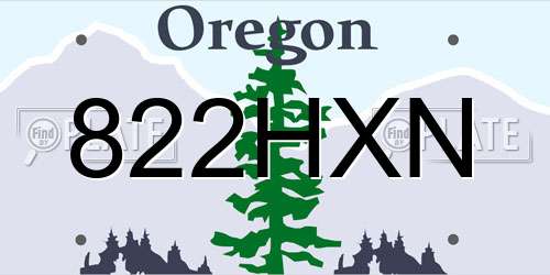 822HXN Oregon License Plate