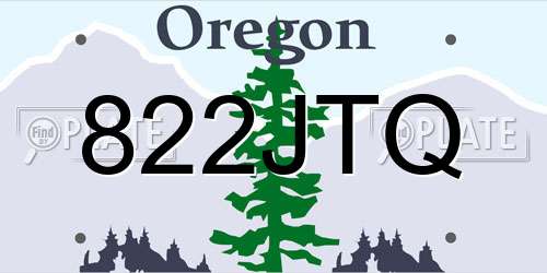 822JTQ Oregon License Plate