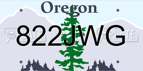 822JWG Oregon License Plate