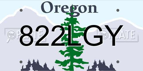 822LGY Oregon License Plate
