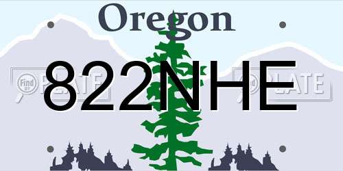 822NHE Oregon License Plate