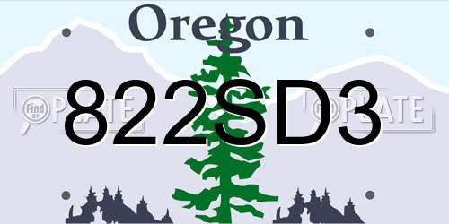 822SD3 Oregon License Plate