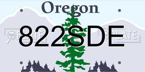 822SDE Oregon License Plate