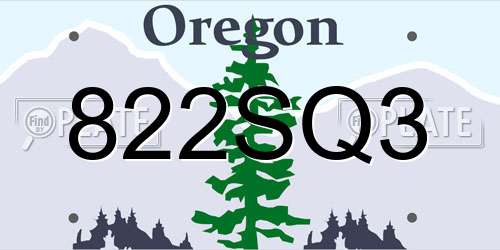 822SQ3 Oregon License Plate
