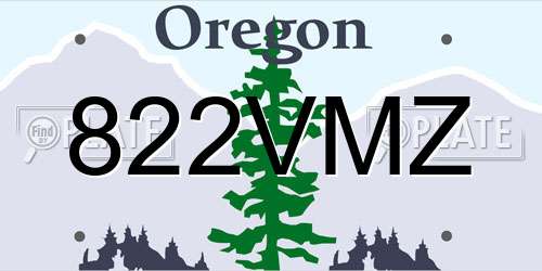 822VMZ Oregon License Plate