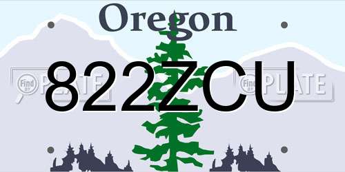 822ZCU Oregon License Plate