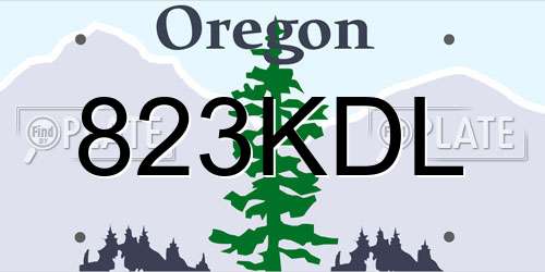 823KDL Oregon License Plate