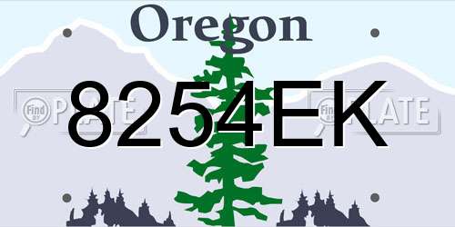 8254EK Oregon License Plate