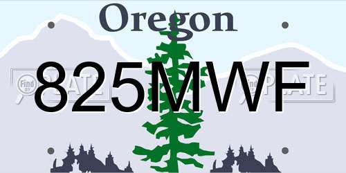 825MWF Oregon License Plate