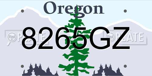 8265GZ Oregon License Plate