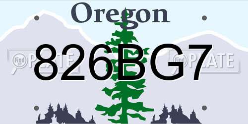 826BG7 Oregon License Plate