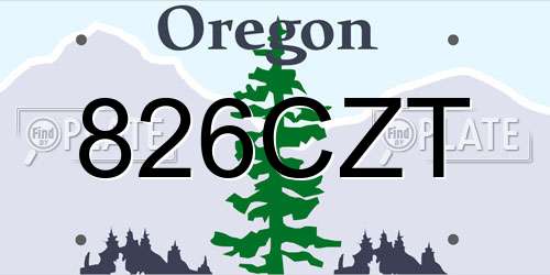 826CZT Oregon License Plate