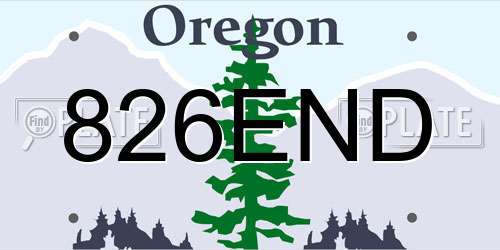 826END Oregon License Plate