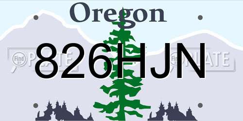 826HJN Oregon License Plate