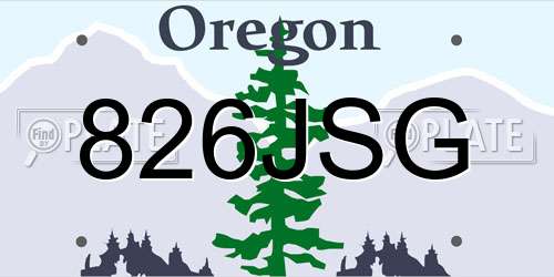 826JSG Oregon License Plate