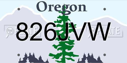 826JVW Oregon License Plate